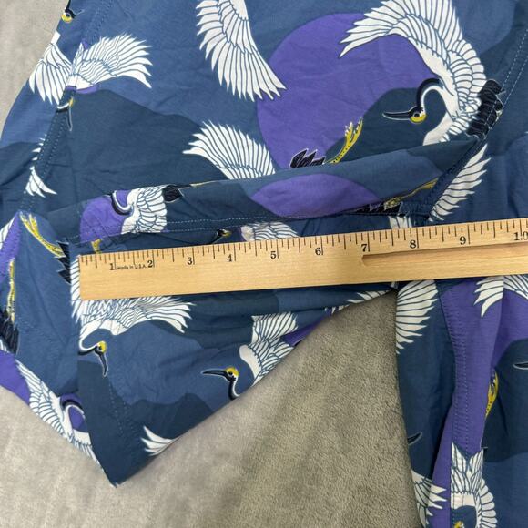 Saxx Cannonball 2N1 Swim Trunks Mens Large Blue Crane Bird Bathing Suit Beach - Picture 9 of 10